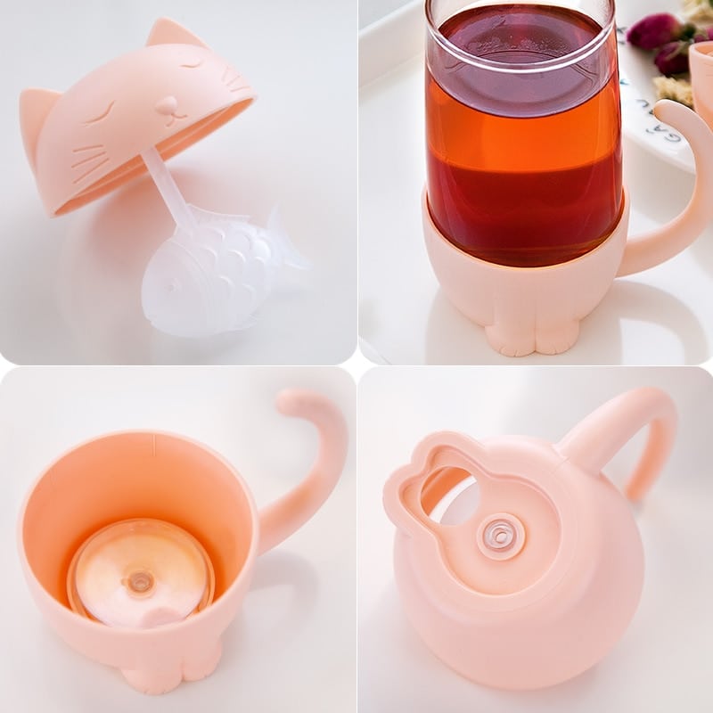Tasse à thé Chat rose_4