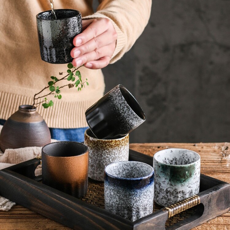 Tasse céramique japonaise noire et verte_2