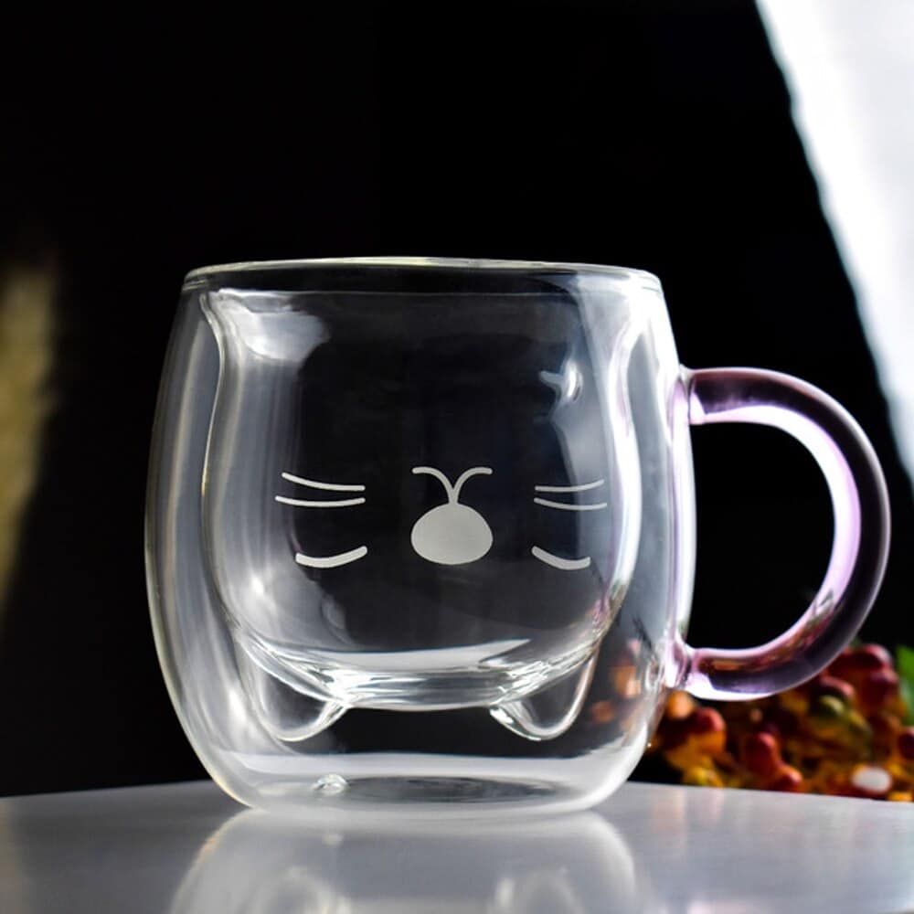 Tasse en verre double paroi chat_3