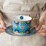 Ensemble de tasse à thé marocaine de luxe avec manche en or 250 ml_23