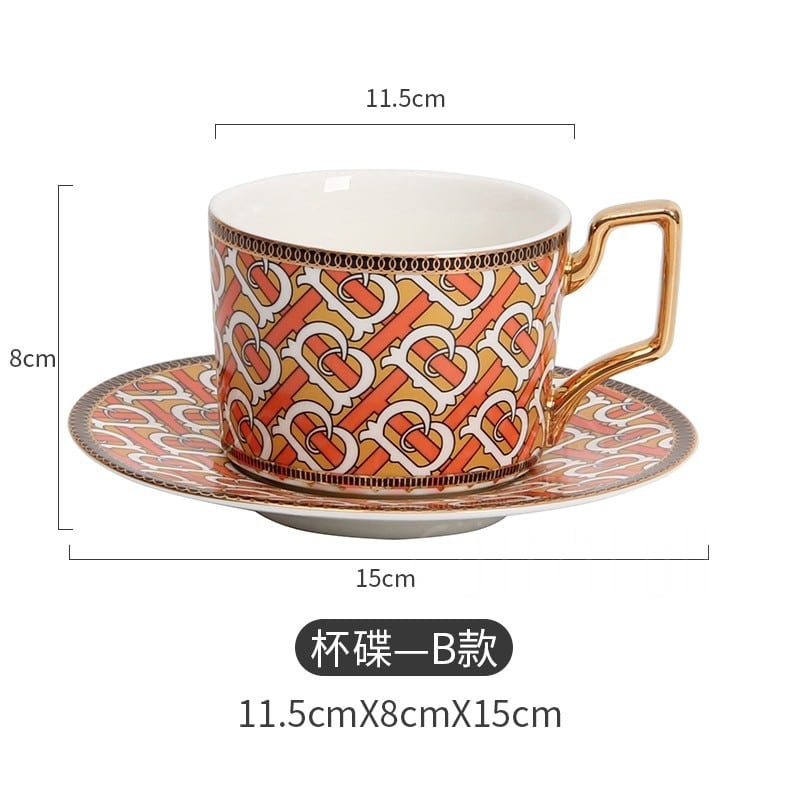Ensemble de tasse à thé marocaine de luxe avec manche en or 250 ml_4