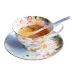 Chic tasse de thé anglaise en porcelaine couleur douce_8