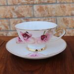 Créative tasse à thé en porcelaine anglaise avec anse dorée_9