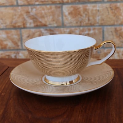 Créative tasse à thé en porcelaine anglaise avec anse dorée Marron