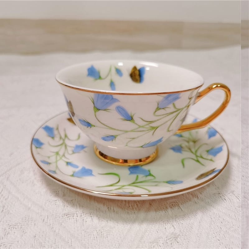 Jolie tasse à thé style pastoral anglais Fleur bleu 220ml