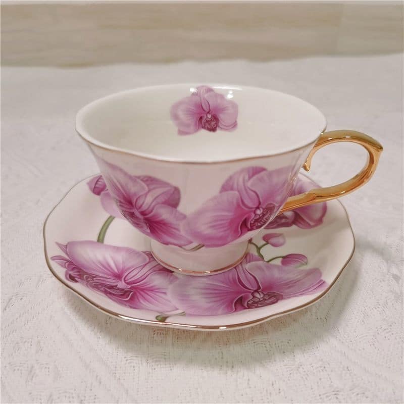 Jolie tasse à thé style pastoral anglais Violet 220ml