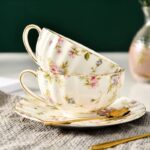 Luxueuse tasse à thé à fleurs bord doré style anglais_10