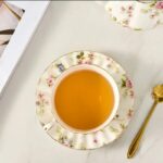 Luxueuse tasse à thé à fleurs bord doré style anglais_13