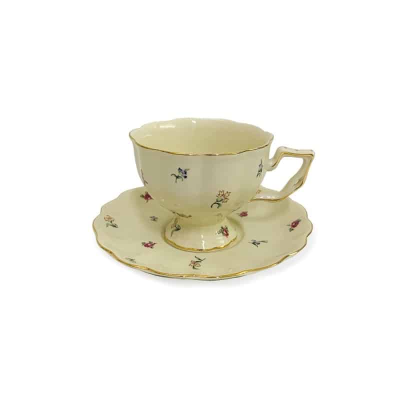 Mignon tasse à thé style rétro anglais Fleur beige