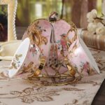 Tasse à thé anglaise en céramique rose oiseau décoration dorée_13