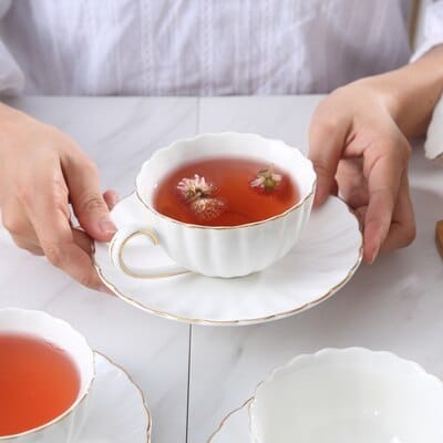 Tasse à thé couleur unie anglaise en forme de citrouille Blanc