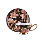 Tasse à thé créative anglaise avec soucoupe en Magnolia noir_5