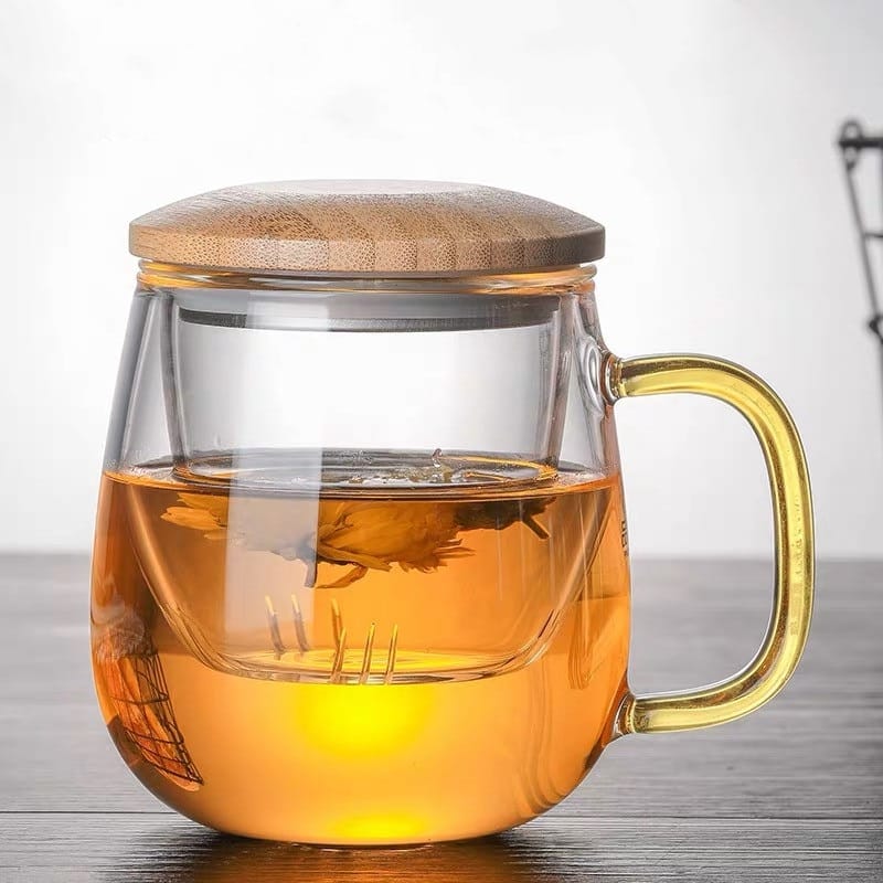 Tasse à thé en verre avec poignée transparente 420ml