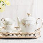Tasse à thé luxe imprimé floral et doré style anglais_12
