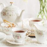 Tasse à thé luxe imprimé floral et doré style anglais_6
