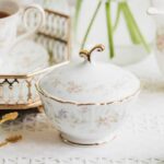 Tasse à thé luxe imprimé floral et doré style anglais_9