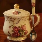 Tasse à thé vintage anglaise fleur peint à la main_11