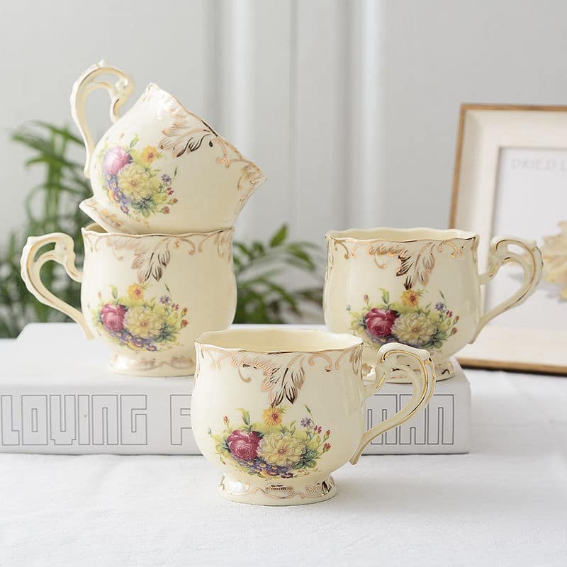 Tasse à thé vintage anglaise fleur peint à la main_2