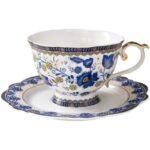 Tasse de thé à fleurs style anglais bleu et blanc_5