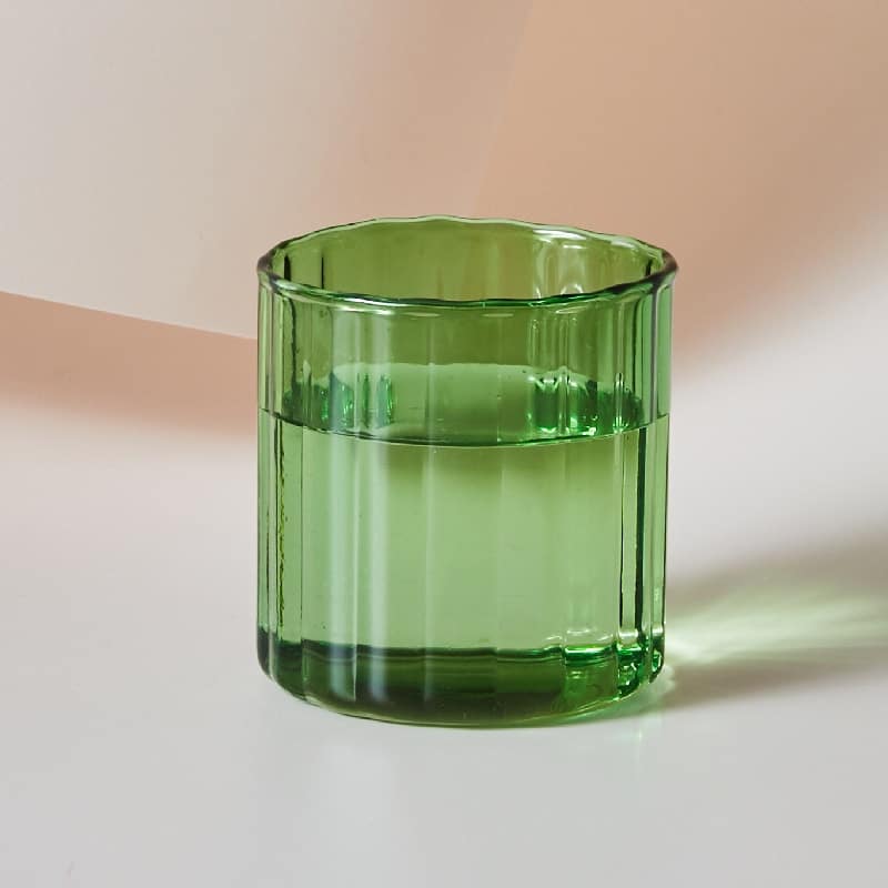 Tasses à thé en verre transparent résistant avec rayures Verte