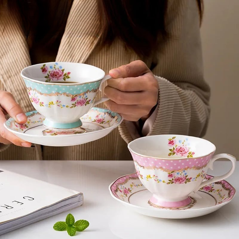 Jolie tasse à thé style pastoral anglais_1